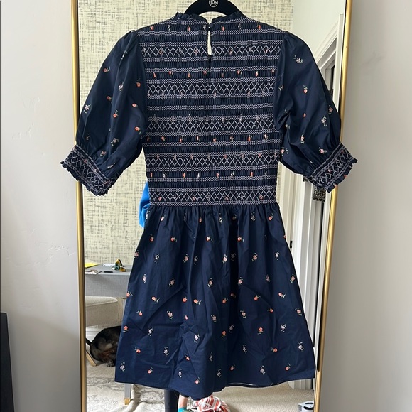 Navy Blue Floral Embroidered Vivi Hill House Home Nap Dress - Picture 14 of 14